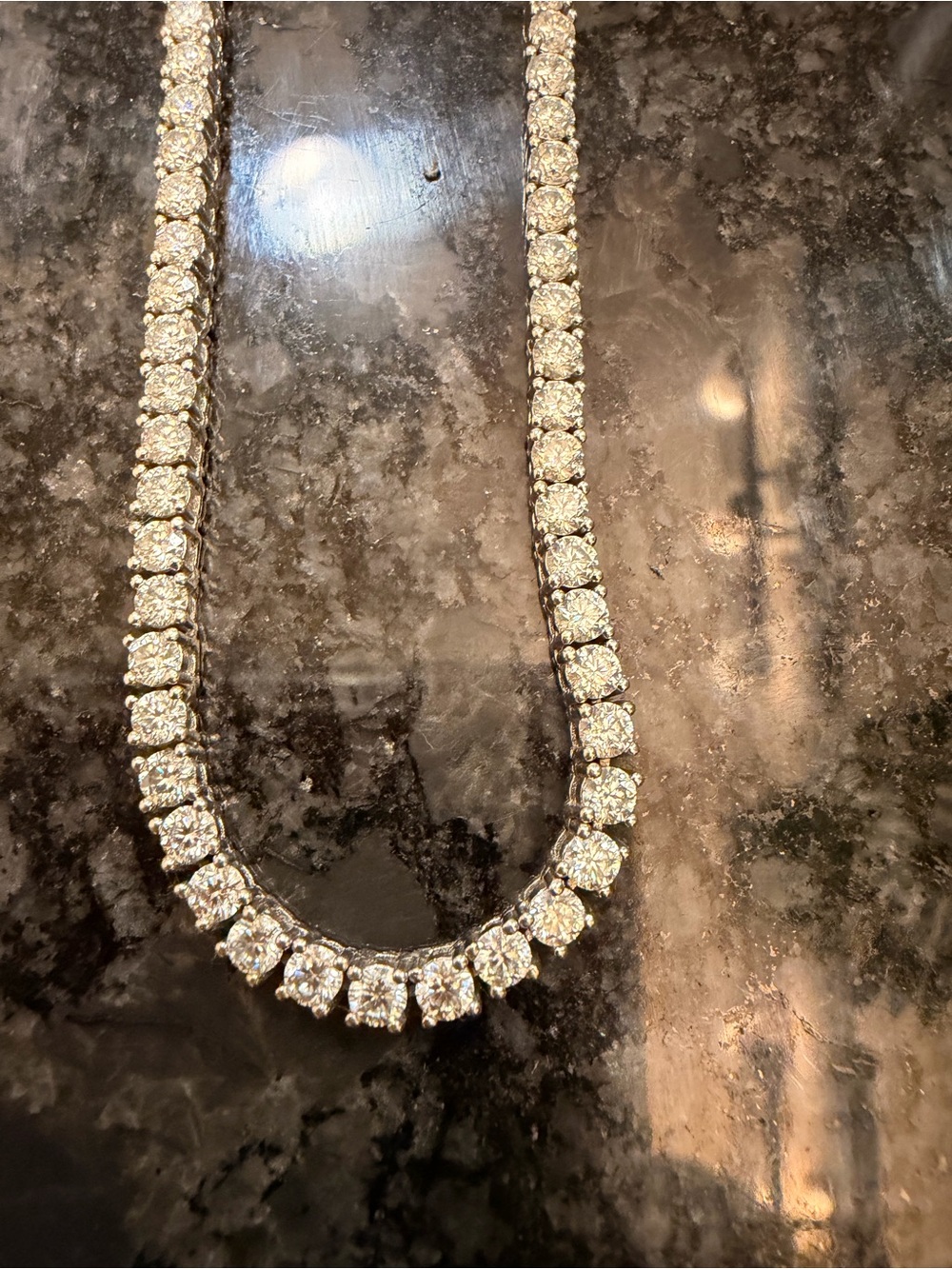22inch White Gold Plated over 925 Silver Tennis Chain. Moissanite Stones